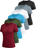 Skiennix 6 Pack Workout Tops for Women - Short Sleeve UPF Sun Protection Athletic Tees | Quick Dry Yoga & Running