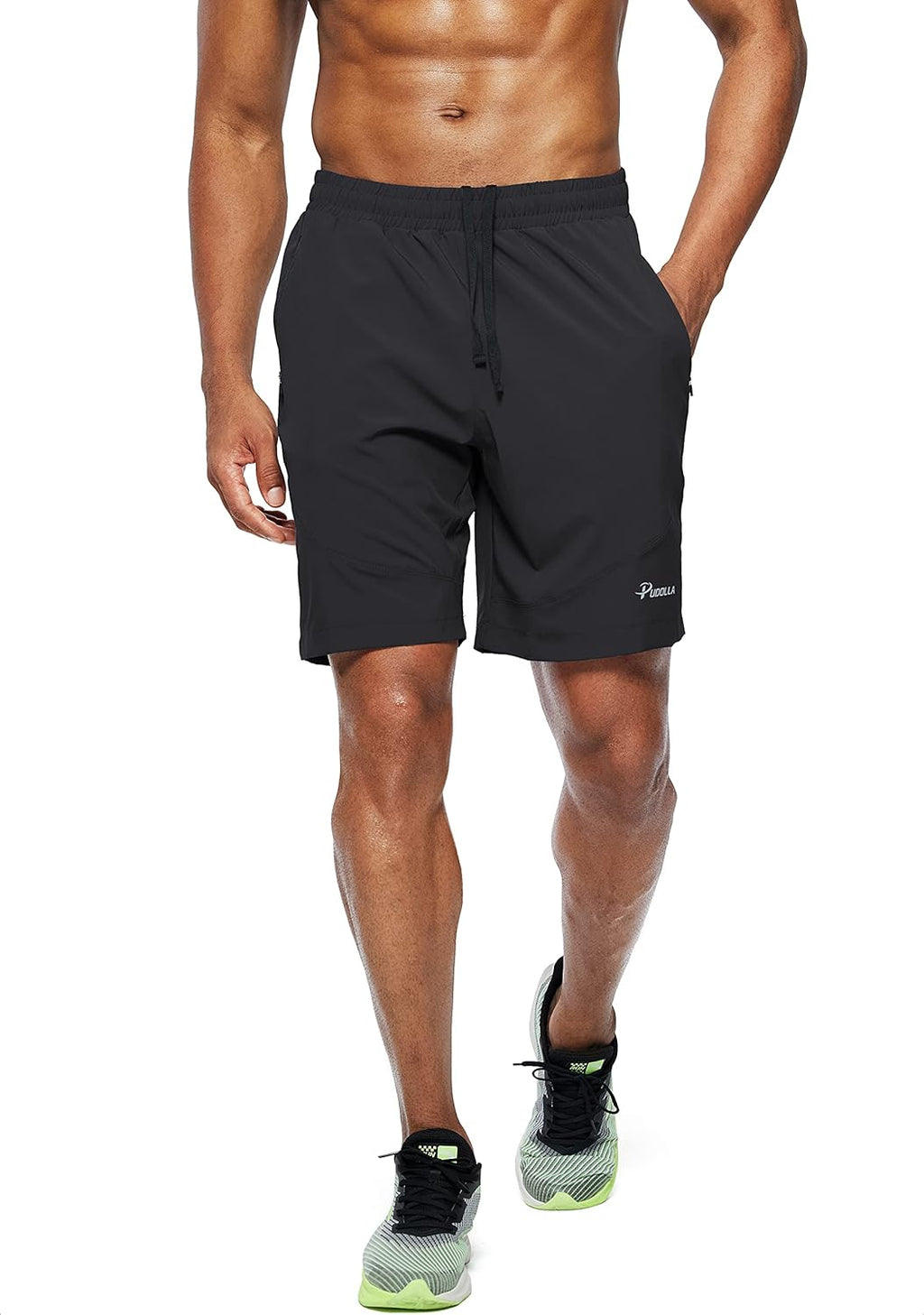Pudolla Men's Running Shorts - Lightweight Athletic Gym Shorts with Zipper Pockets | 7"/5"/9" Options