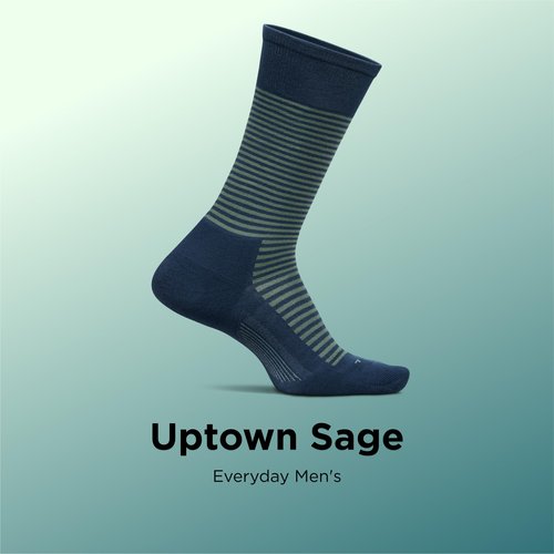 Feetures Everyday Max Cushion Crew Sock for Men - Moisture-Wicking Socks - Uptown Sage, Large (1 Pair)