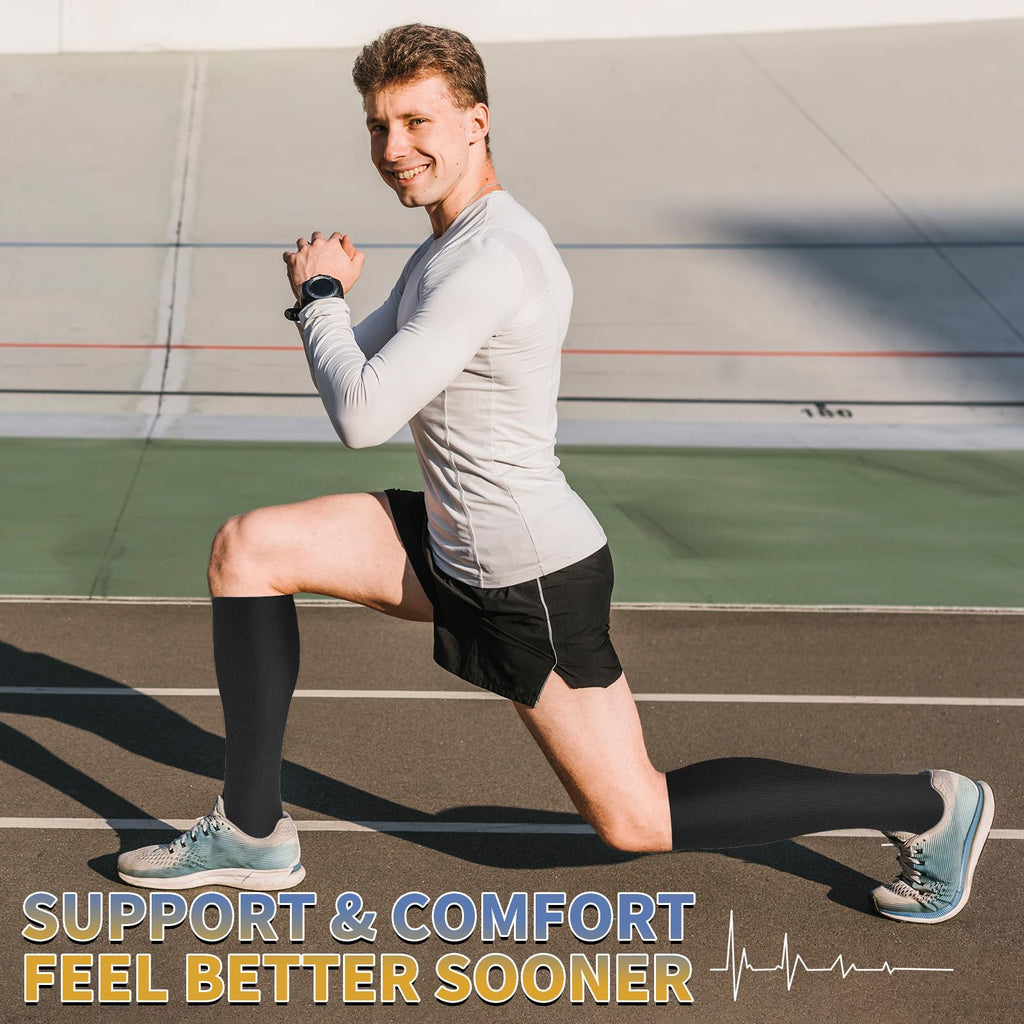 Sooverki Graduated Copper Compression Socks for Men & Women Circulation 8 Pairs 15-20mmHg - Best for Running Athletic Cycling