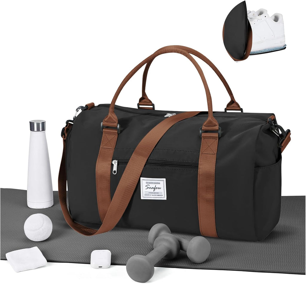 Skiennix Gym Bag - Versatile Sports Duffle with Shoe Compartment | Black & Brown Options for Travel and Workouts