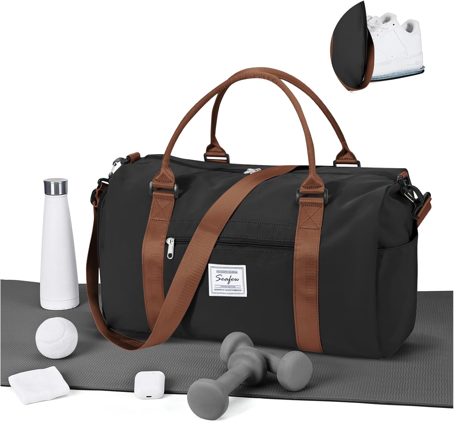 Skiennix Gym Bag - Versatile Sports Duffle with Shoe Compartment | Black & Brown Options for Travel and Workouts
