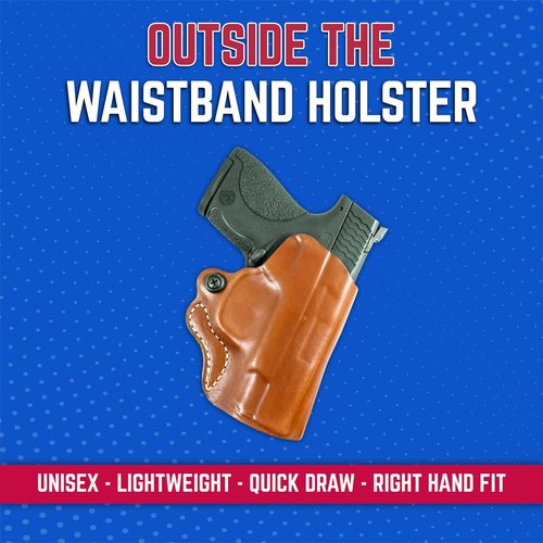 Desantis Mini Scabbard, Gun Holster with Secure Grip,Leather Molded, Right Hand Draw, Unisex,Tan, FITS:S&W M&P Shield 9/40,S&W M&P Shield M2.0 9/40