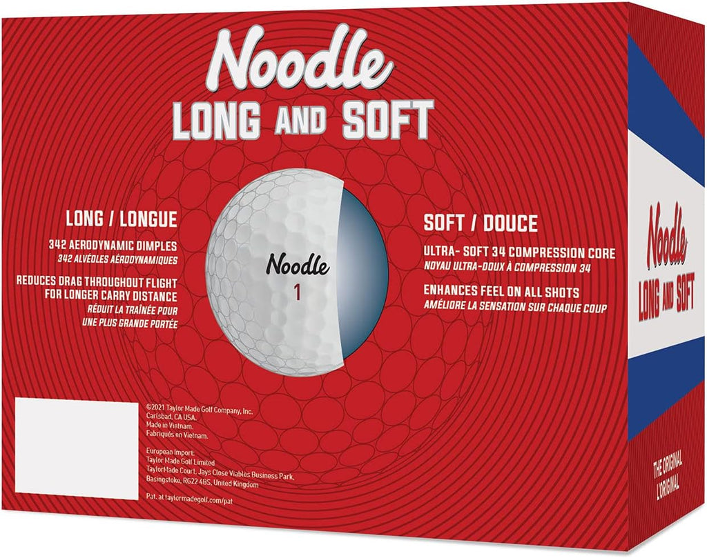 TaylorMade Noodle Golf Balls - Ultra-Soft 34 Compression Core for Enhanced Feel & Spin | Patented Dimple Design