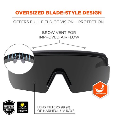 Ergodyne Skullerz Aegir Safety Glasses - ANSI Z87.1+ Certified Protection | Durable & Comfortable Fit