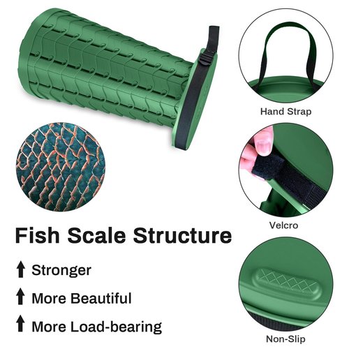 Hesanzol Upgraded Collapsible Stool for Adults, Portable Telescoping Foldable Seat Retractable for Camping Garden Hiking Travel, Adjustable Telescopic Max Load 400lbs