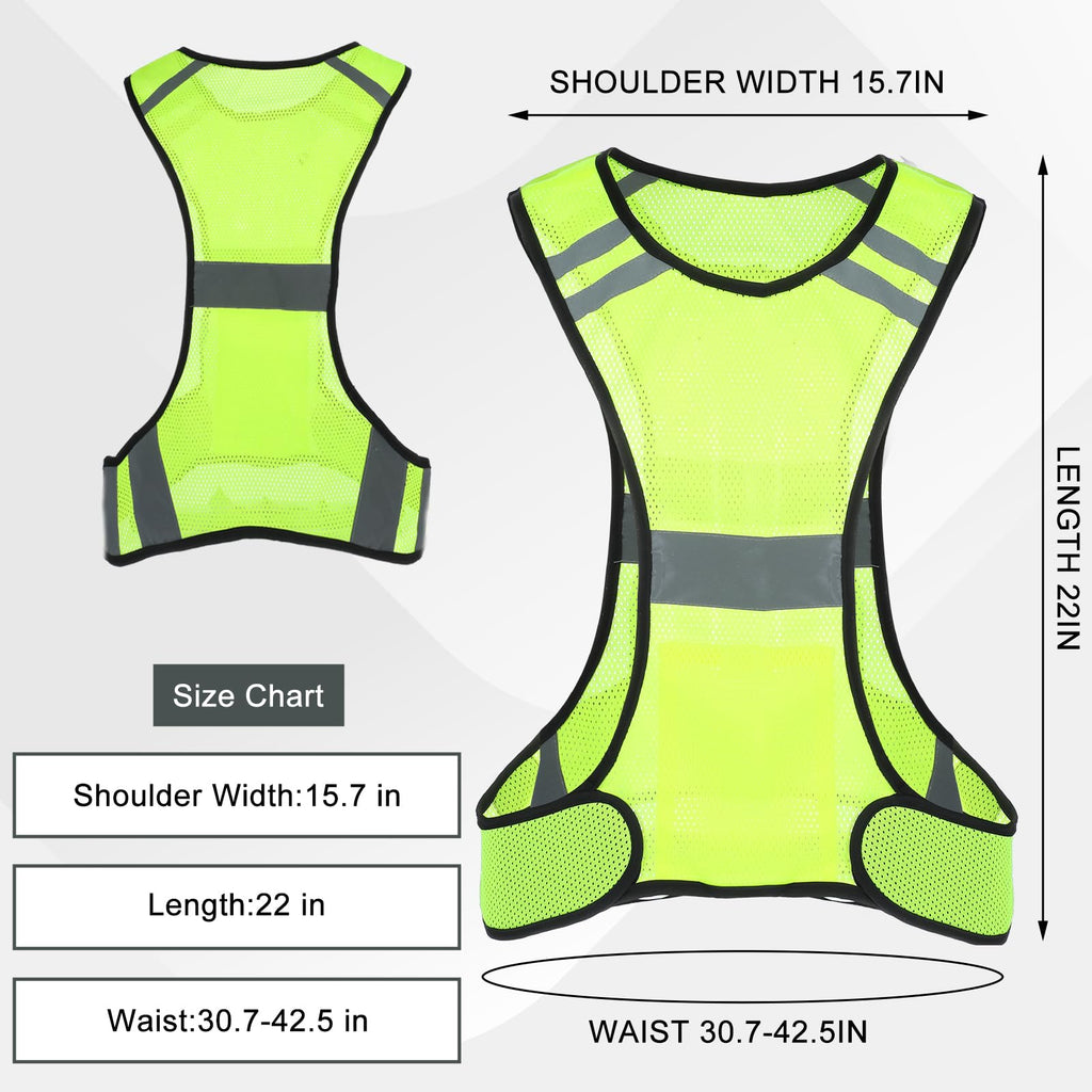 YBEATY Reflective Running Vest High Visibility Reflector Vest with Large Pocket Safety Running Gear for Runners Biking Walking Women Men Lightweight Comfy