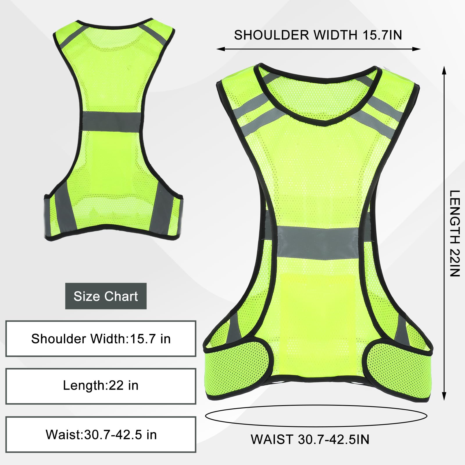 YBEATY Reflective Running Vest High Visibility Reflector Vest with Large Pocket Safety Running Gear for Runners Biking Walking Women Men Lightweight Comfy
