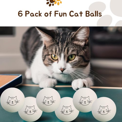 Cloverjoyed Cat Ping Pong Balls - 6 Pack Enrichment Toys for Playful Cats | Ideal Gift for Cat Lovers