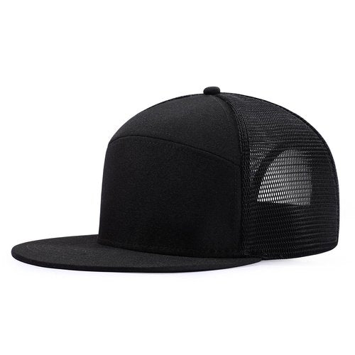 BAOPLAYKIDS Oversize XXL Blank Flatbill Mesh Snapback Cap Black 2XL Flat Bill Hats for Men Big Head 6 Panel