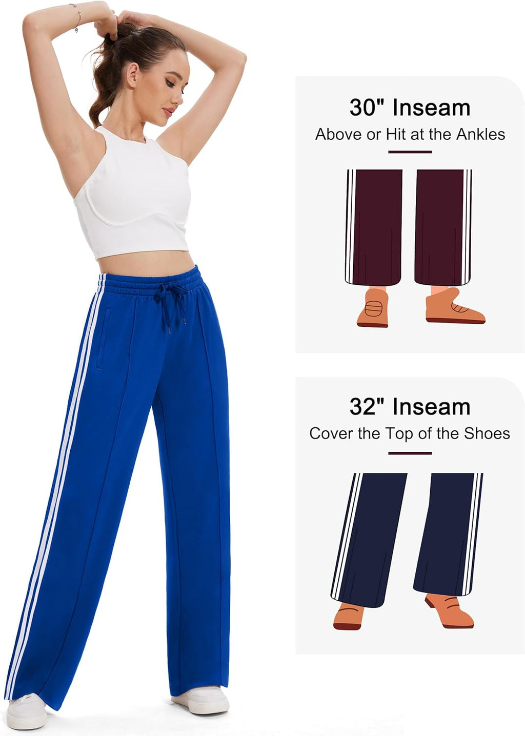 Tapata Women's Track Pants - Loose Straight Leg Jogging Sweatpants for Athletic Comfort | Multiple Inseam Sizes