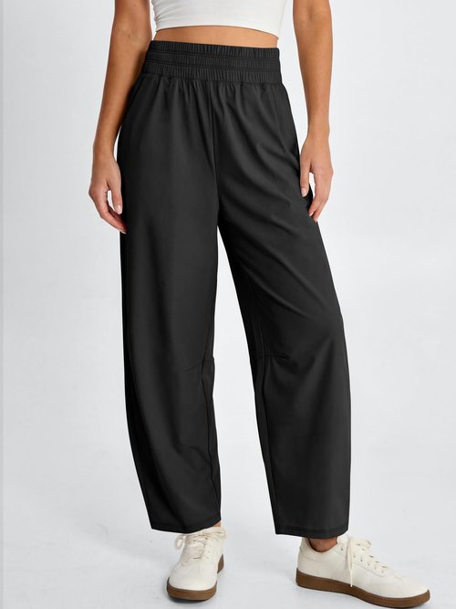 Caracilia Womens Barrel Wide Leg Hiking Pants High Waisted Baggy Summer Quick Dry Athletic Trousers with Pockets 2026 Black Large