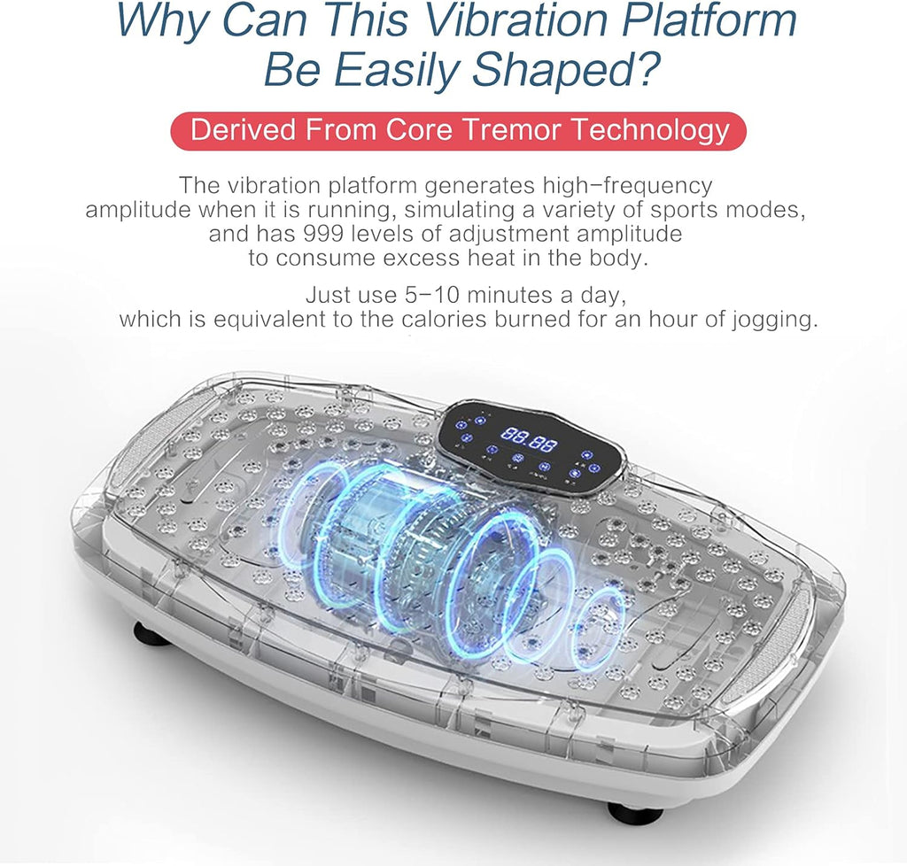 Skiennix Vibration Plate Exercise Machine - Whole Body Workout Platform for Home Fitness | 99 Levels + Loop Bands + Remote