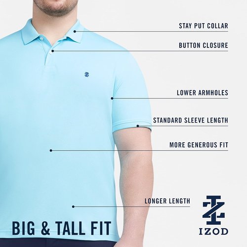 Izod Men's Polo Shirt - Big and Tall Advantage Performance | Comfortable Fit, Classic Style