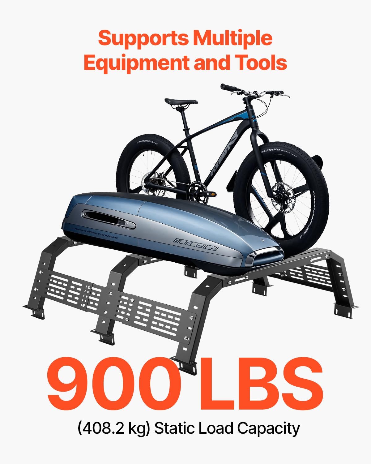VEVOR Overland Truck Bed Rack - Adjustable 54.3-68.3 in Width | Heavy Duty Steel, 900 lbs Capacity
