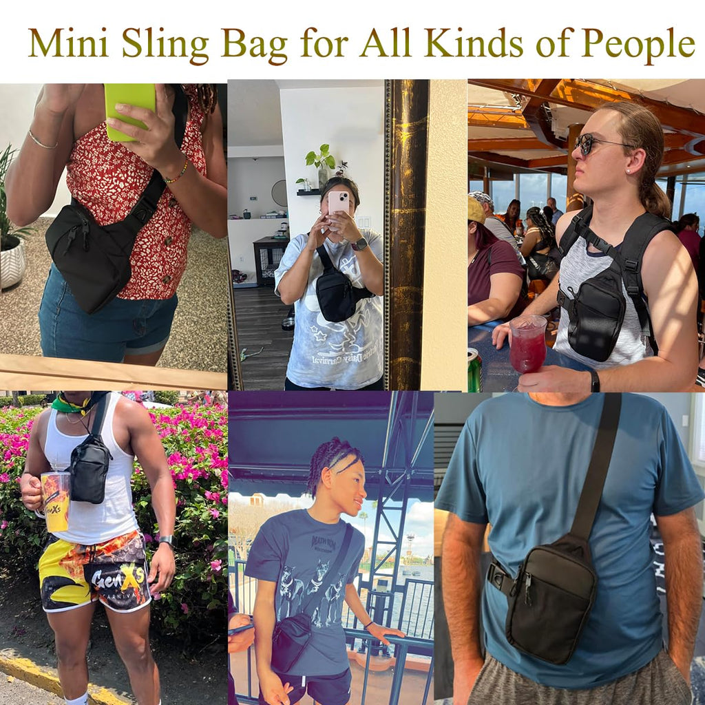 Vpoofree Mini Sling Bag for Men Crossbody,Small Chest Bag Casual Trendy Waterproof Lightweight Phone Crossover Daypack (Small sling bag-E)