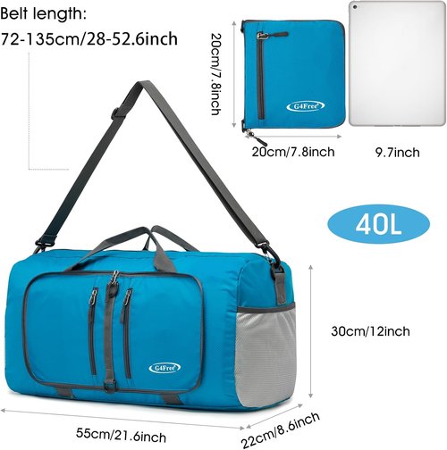 G4Free Foldable Duffel Bag - Water-Repellent Travel Backpack | Lightweight 40L/65L for Men & Women