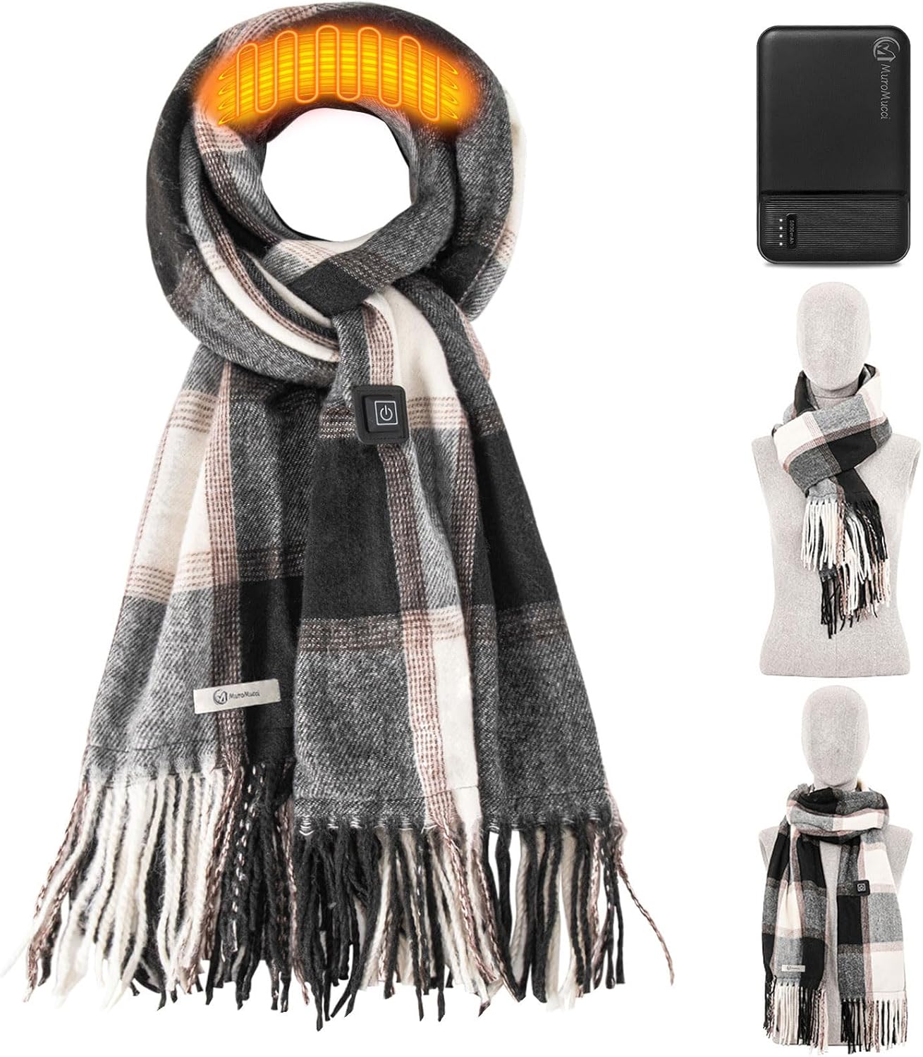 Skiennix Heated Scarf - Rechargeable Neck Warmer for Women & Men | Intelligent Electric Heating, Winter Warmth