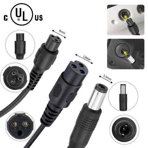 29.4V Compact Electric Scooter & Hoverboard Charger UL Certified Safe+Powerful +Small, 3 Connectors for Razor GOTRAX Jetson Etc. Brand's E-Scooter, Hover Boards, Ebikes 25.2V/25.6V/25.9V Battery