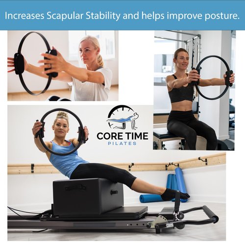 Pilates Ring and Exercise Guide- 25 Magic Circle Exercises Included- Photos and Videos by Pilates Instructor- Full Website Access Included - with Resistance Band and Bag.
