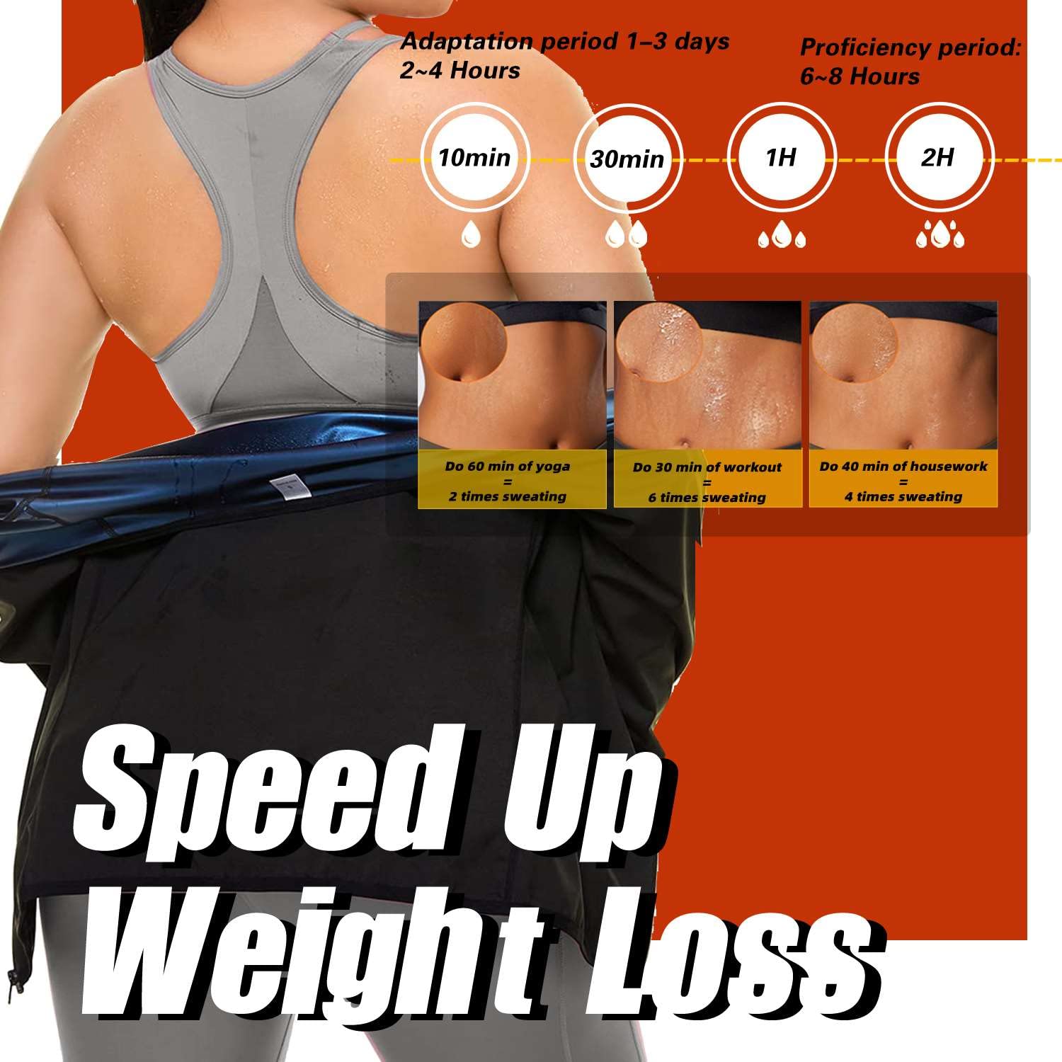 Sauna Suit Shirt for Women Sweat Vest Waist Trainer Long Sleeve Workout Thermal Top Zipper Long Sleeve L