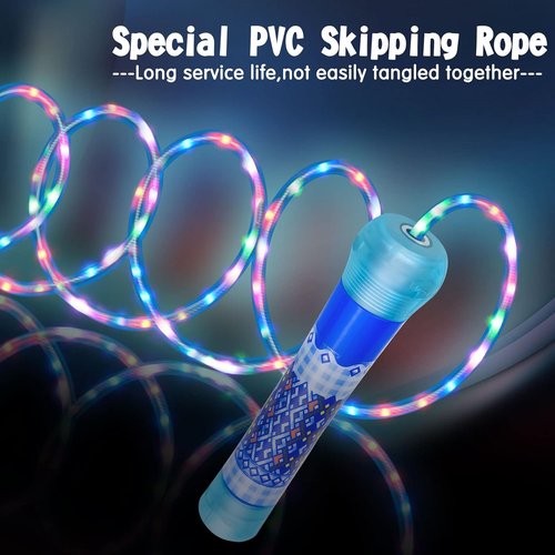 LED Jump Rope for Kids | Glowing Colorful Skipping Rope - Adjustable Light-Up Fitness Tool