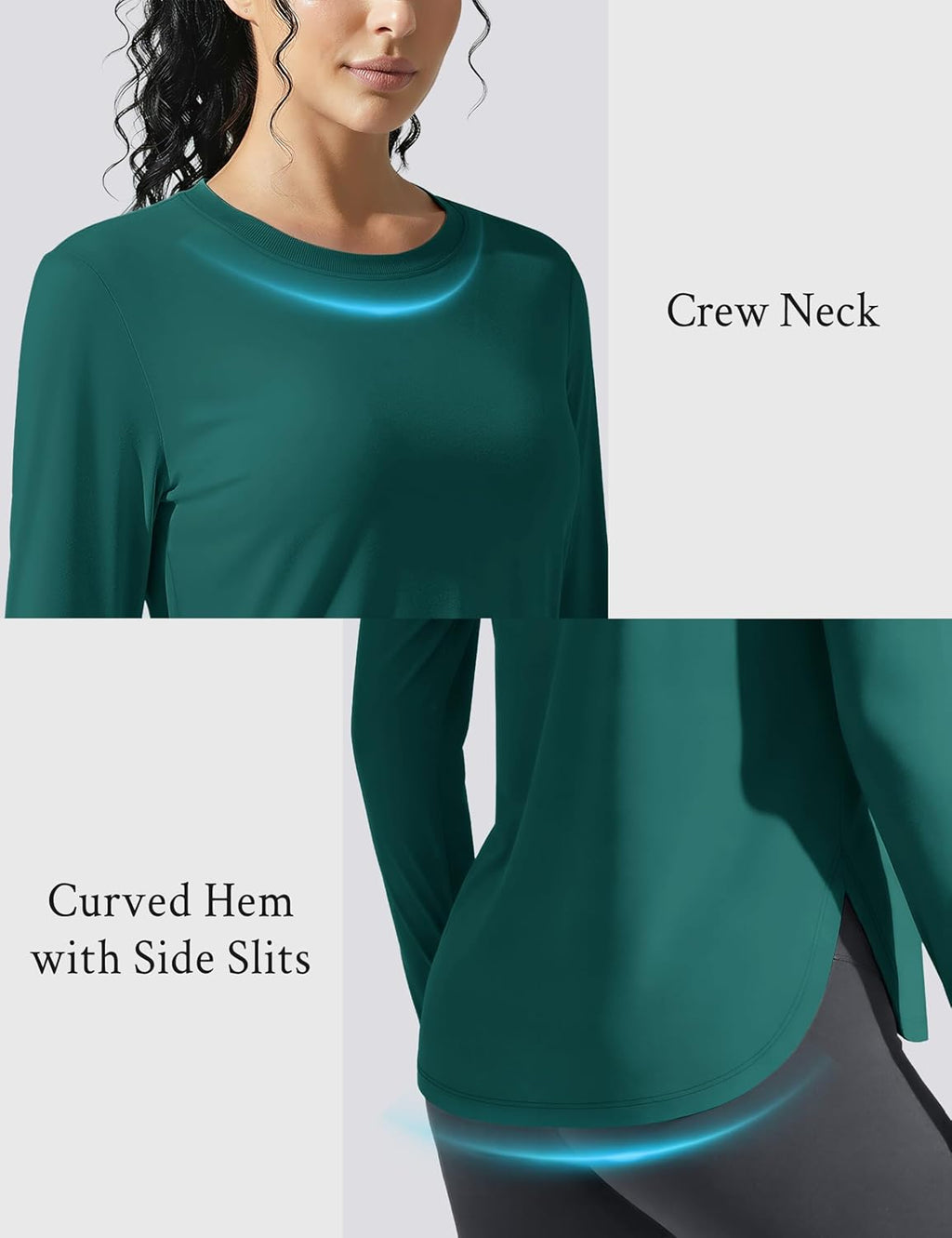 TACVASEN Women's Long Sleeve UV Protection Shirt - Breathable Lightweight Workout Top for Outdoor Activities