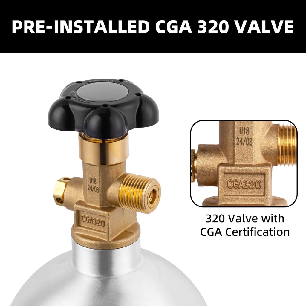 TMCRAFT 2.5lb CO2 Tank - High Strength Aluminum Alloy Cylinder with CGA-320 Valve | DOT Approved for Kegerator & Draft Beer Dispensing