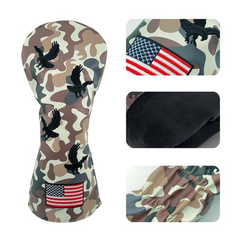 Camo USA Bald Eagle Golf Headcover – Camo Driver Headcover – Golf Driver Head Covers – Funny & Durable Golf Head Covers -Golf Head Covers USA