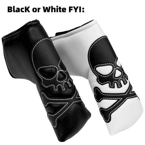 Blade Putter Cover Golf Putter Head Cover Headcover Magnetic Closure, White or Black (Black)