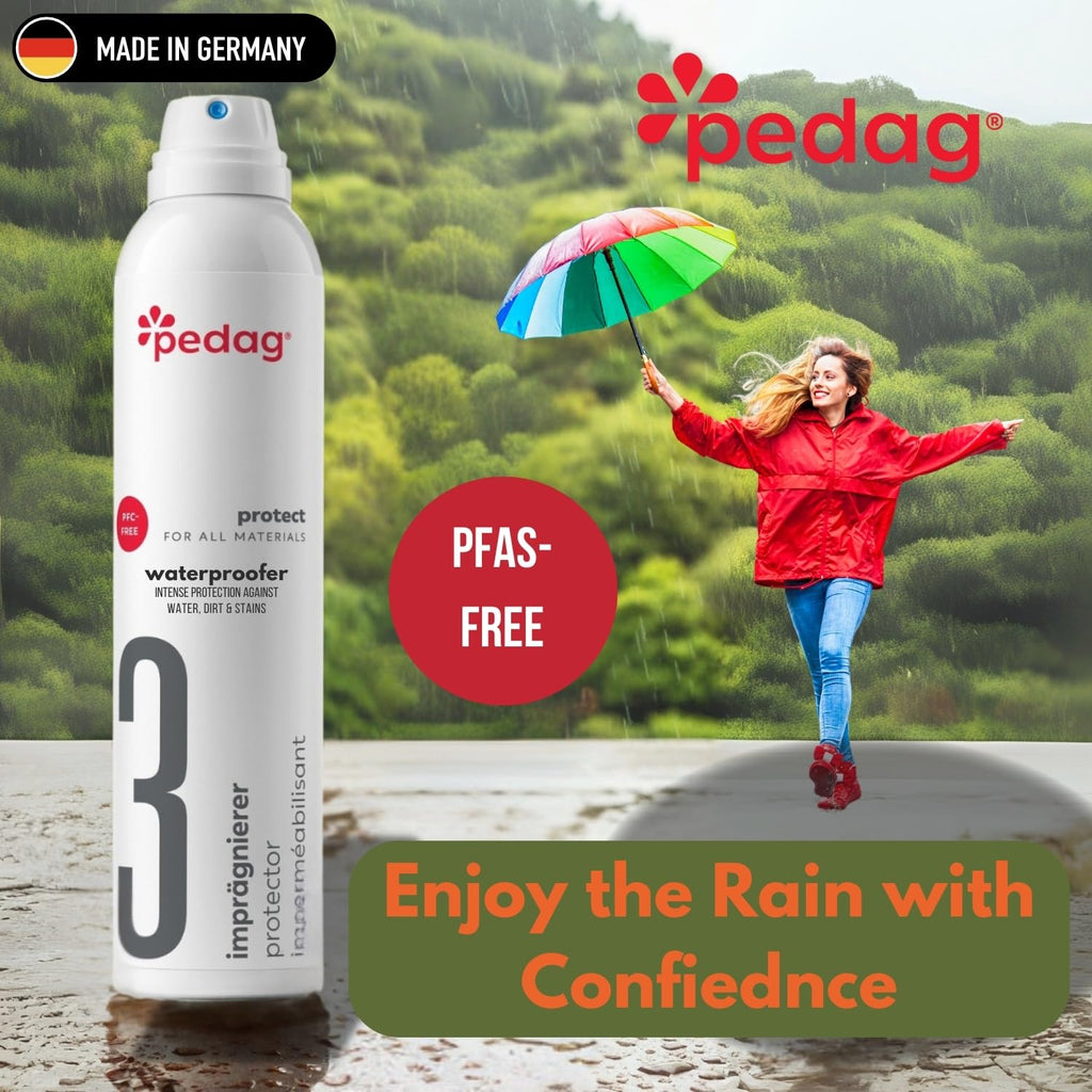 Pedag PFAS-Free Waterproofer | German Made | Heavy Duty Waterproof and Stain Repellent | Canvas & Fabric Spray Protector | Waterproofing Spray and Guard for Boots, Shoes, Tents, Hats, Jackets | 1 Can