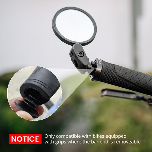 Aventon Handlebar Grip Bike Mirror, rear view mirror with a wide field of view, Easy to install and adjust bike mirror handlebar mount, Safe riding bike accessories