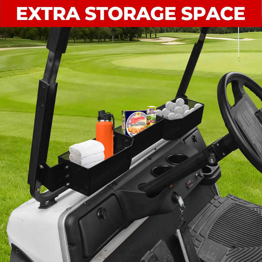 XUTVOTOR Inner Front Storage Basket Compatible with E-Z-GO RXV 2008+ Accessories, Black Mesh Combined Front Inner Dash Storage Tray Storage Shelf for EZGO RXV 2008+
