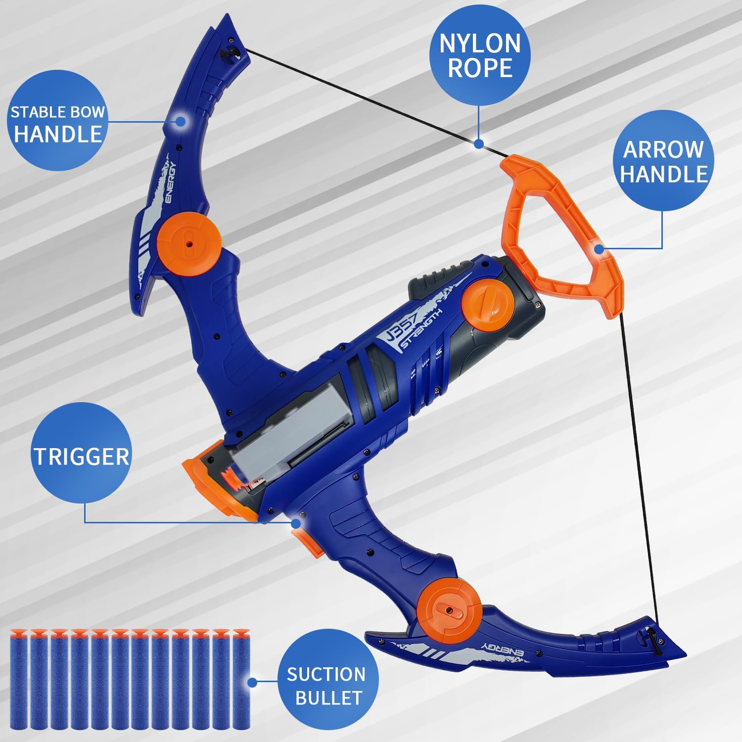 Skiennix Toy Bow and Arrow Set - 12-Dart Clip Foam Archery with 36 Darts, Goggles & Target - Blue