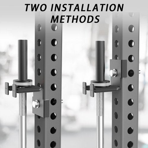Rack-Mounted Olympic Barbell Holder for 3x3 Power Racks, No Drilling Required – Heavy-Duty Steel Storage with Protective Padding, Fits 5/8''-1'' Holes – Space-Saving Gym Equipment