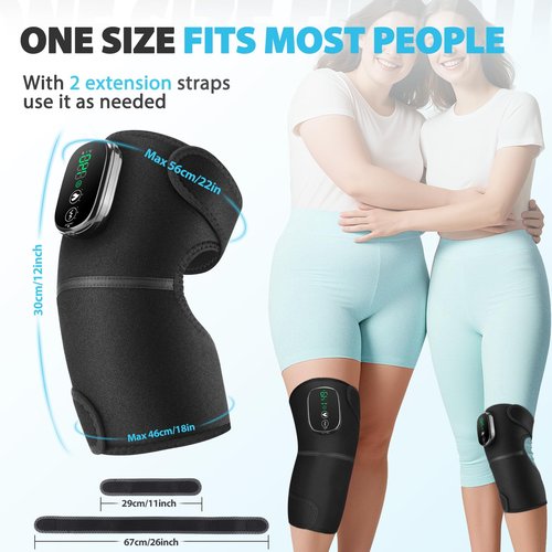 Cordless Heated Knee Massager for Pain Relief, FSA Eligible HSA 2026 Upgrade 4-Motor Full-Coverage Vibration & Heat, XL Heating Knee Brace for Targeted Pain Relief in Knee, Shoulder & Elbow, 5 Heat Levels & 5 Massage Modes