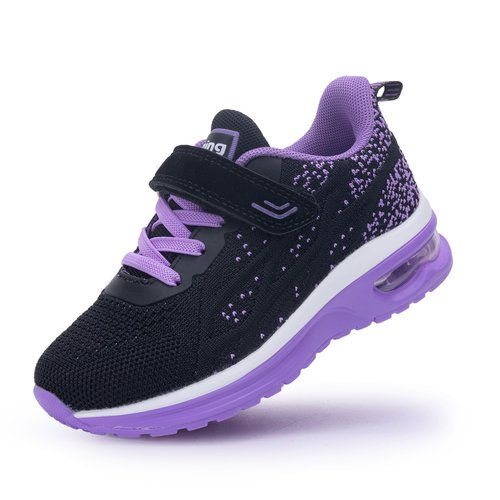 AiEles Boys Girls Shoes Kids Sneakers Tennis Running Athletic Shoes Breathable Sport Gym Walking Sneakers (Size13 Little Kid,BlackPurple)