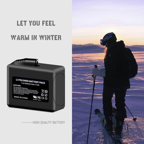 DFTIM 2Pack 5000mAh LI Polymer Battery Pack for Heated Gloves, Socks, Hats, Mittens, Vest, Jacket, Hand Muff, Boots, Hat, Knee Braces Suit Upgraded Version Battery with 8.4V DC Dual Battery Charger