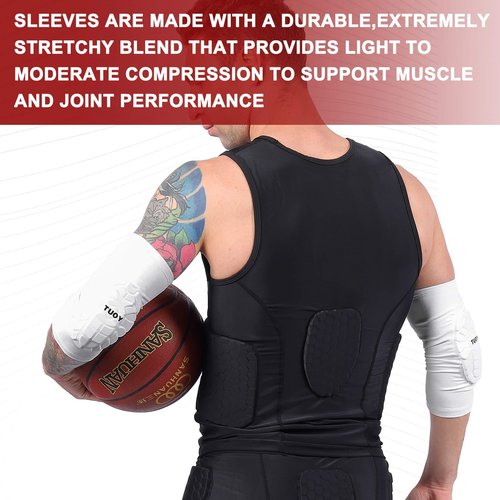TUOY Compression Elbow Pads Padded Elbow Arm Protection - Youth & Adult Sizes (1 Pair)