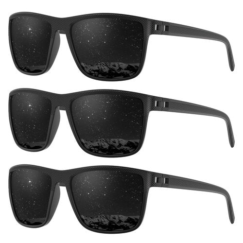 Fanshen Polarized Sports Sunglasses for Men, UV Protection Lightweight Sun Glasses for Driving Fishing Golf Cycling ((3 Pack) Black * 3)