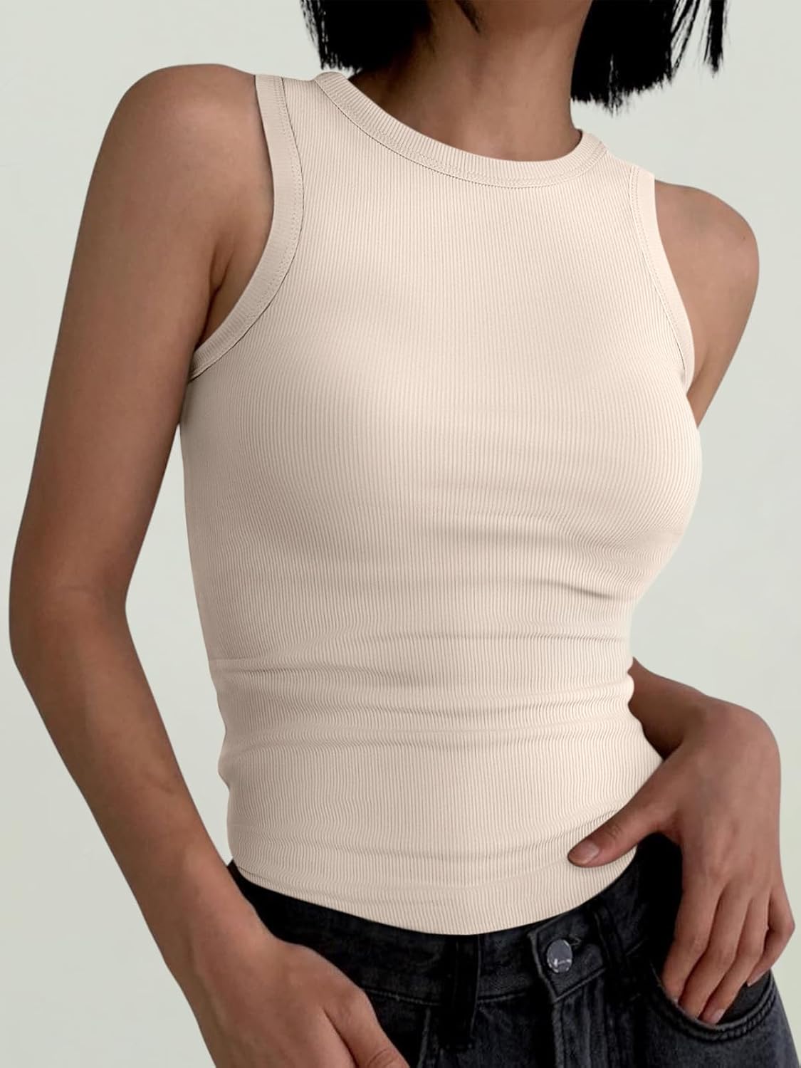 ANRABESS Women's Sleeveless High Neck Tank Top - Casual Slim Fit Ribbed Design | Perfect for Summer