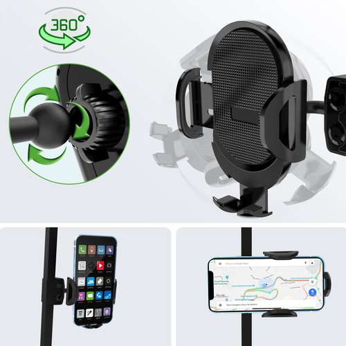 10L0L Golf Cart Phone Holder iPhone Caddy Mount Fits Yamaha EZGO TXT RXV Club Car w/ 0.75"-1.25" Square Tube Stand Bracket