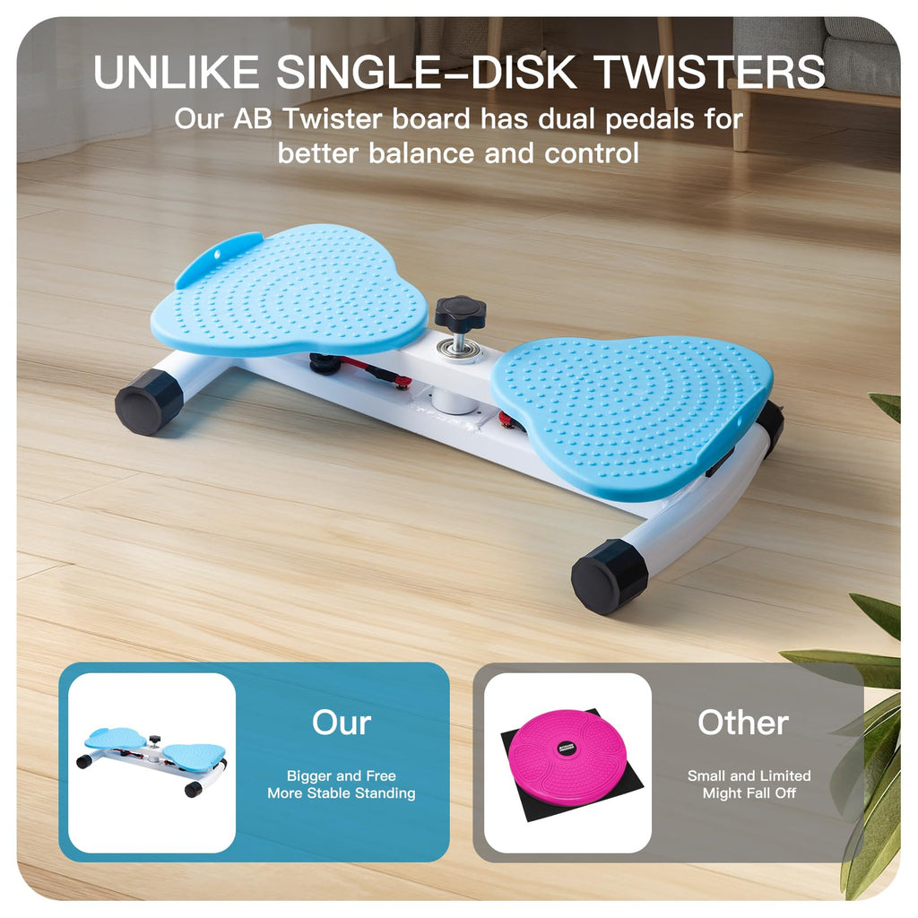 Waist Twisting Machine Pilates Twister Ab Twister Board with 300 lbs Capacity, Noiseless Home Gym Equipment for Core Exercise Slim Waist Belly Fat Workout for Women (Blue)