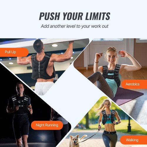 VEVOR Weighted Vest, 30 lbs Weight Vest with Reflective Stripe, Adjustable Buckle Body Weight Vest for Men Women, Workout Equipment for Strength Training, Running, Jogging, Fitness, and Weight Loss