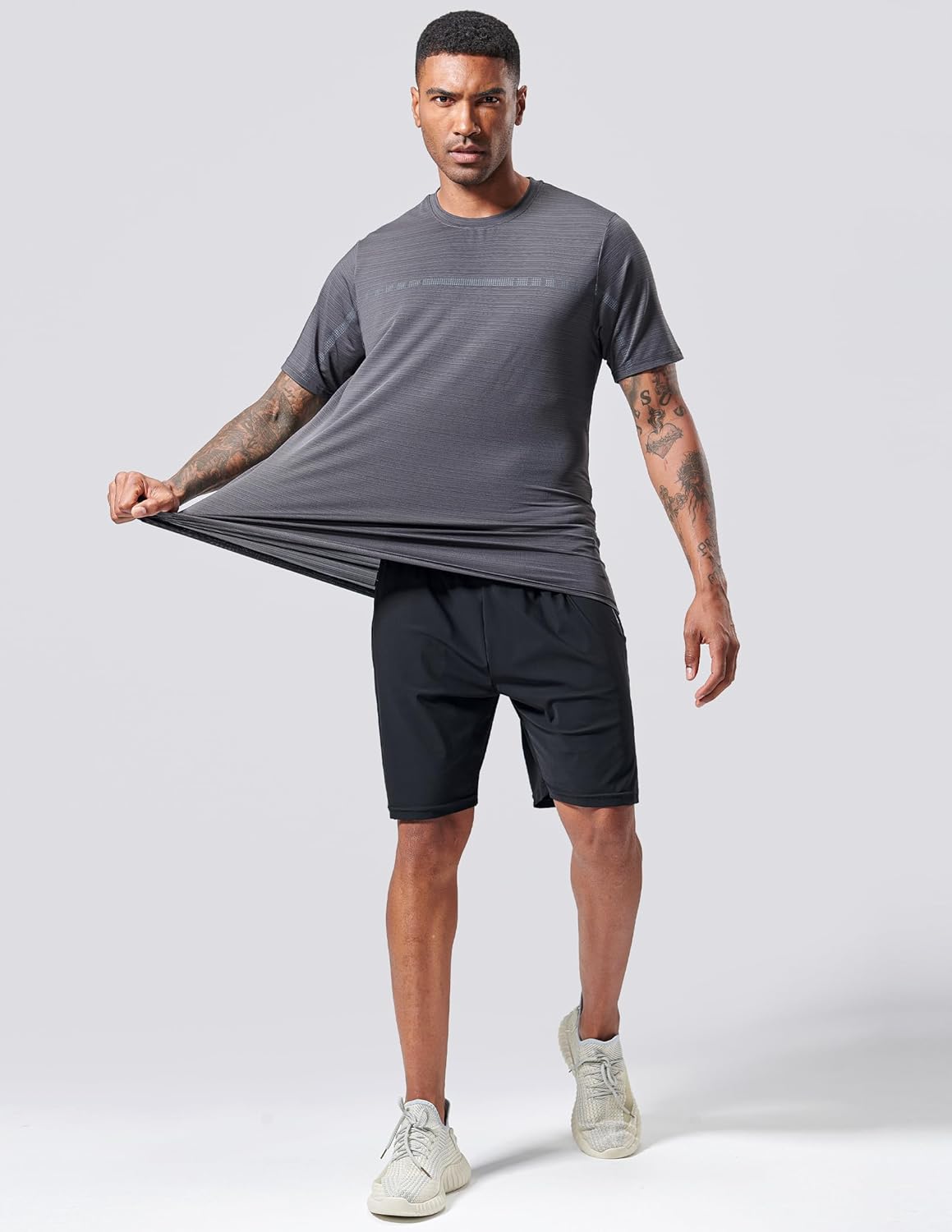 Skiennix Men's Quick Dry Active Crew Neck T-Shirts - 5 Pack Athletic Workout Tees