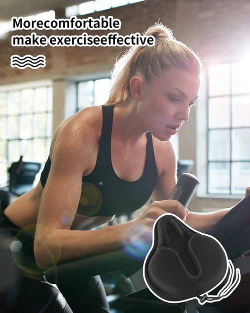 MSDADA Gel Bike Seat Cover - Extra Soft Cushion for Men & Women | Wide Comfort Fit (11.41" x 10.24")