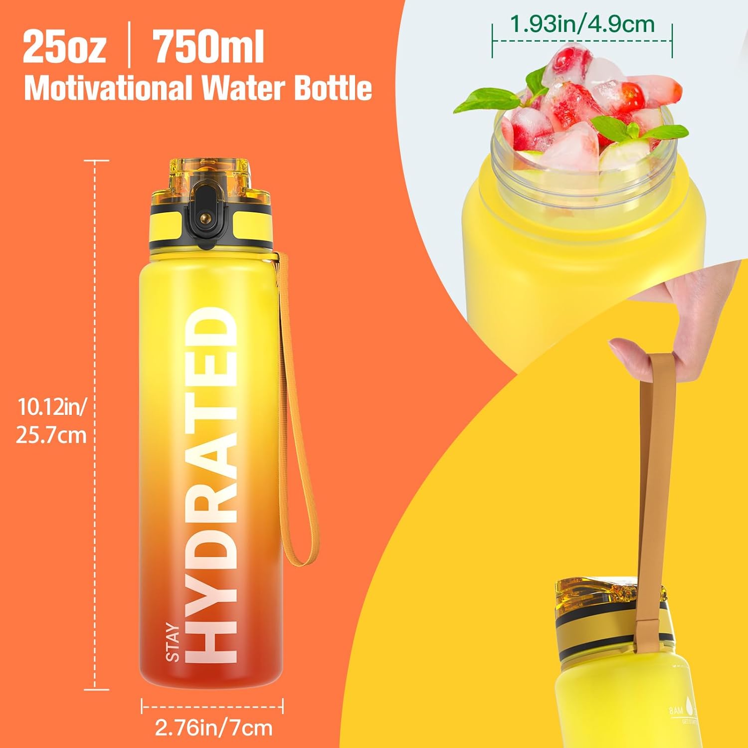 Sahara Sailor Water Bottle - Durable, Leakproof Tritan Design with Time Marker | BPA Free, 32/25/17oz Sizes