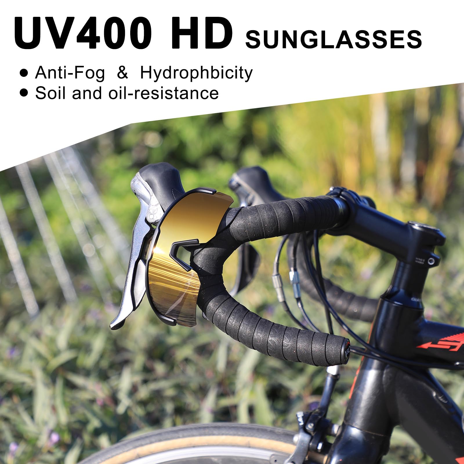 BangLong Lightweight Polarized Sports Sunglasses for Men Women, UV400 Protection Wrap-Around Sunglasses for Running Cycling Baseball Fishing, Gold