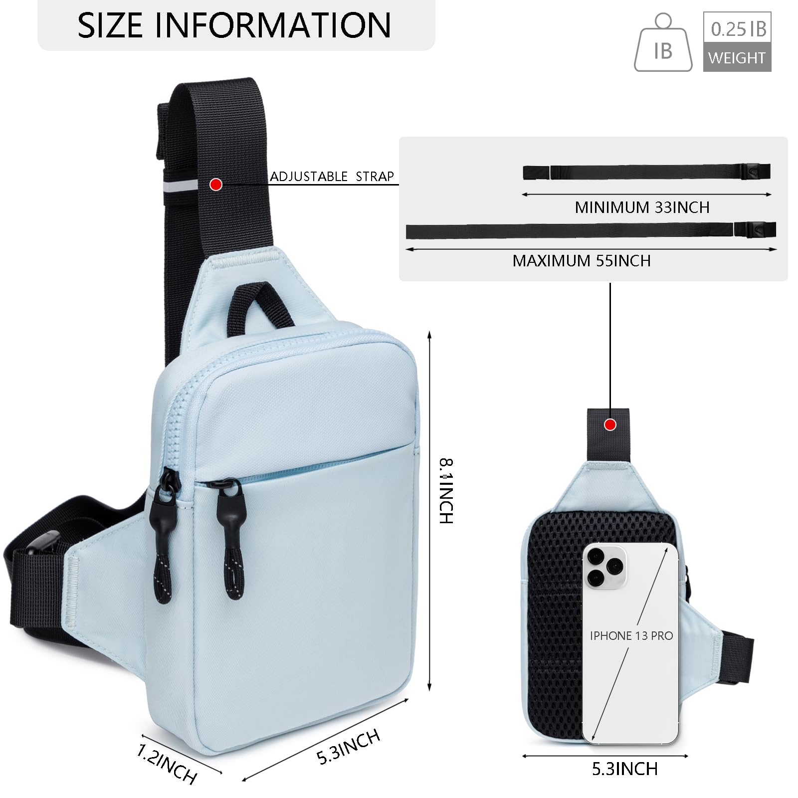 higouta Mini Sling Bag for Men Women, Small Crossbody Casual Utility Chest Phone Bag for Travel Workout