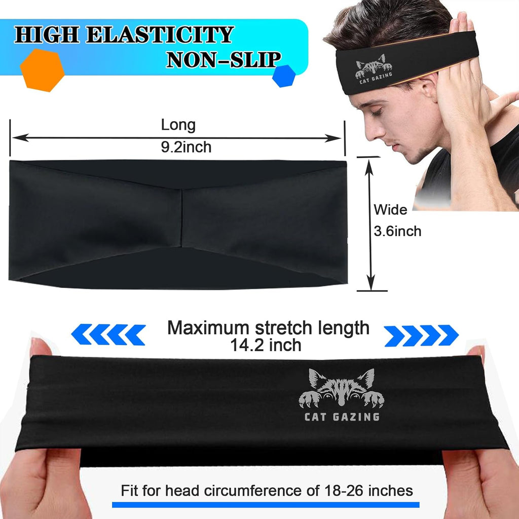 Skiennix 3-Piece Men's Sports Headbands - Sweat-Absorbent Workout Gear for Running | Black